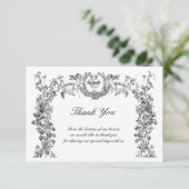  Barokische Rococo-grens met hart Bedankkaart (Staand voorkant)