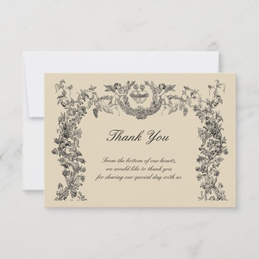  Barokische Rococo-grens met hart Bedankkaart (Voorkant)