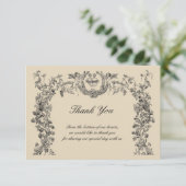  Barokische Rococo-grens met hart Bedankkaart (Staand voorkant)