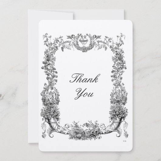 Barokische Rococo-grens met hart Bedankkaart (Voorkant)