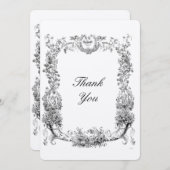 Barokische Rococo-grens met hart Bedankkaart (Voorkant / Achterkant)