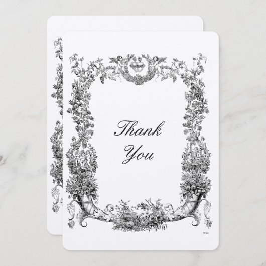 Barokische Rococo-grens met hart Bedankkaart (Voorkant / Achterkant)