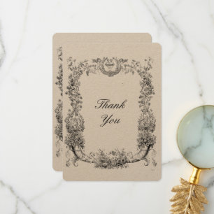 Barokische Rococo-grens met hart Bedankkaart