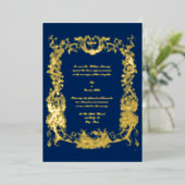 Barokische Rococo-grens met hart Folie Uitnodiging (Staand Voorkant)