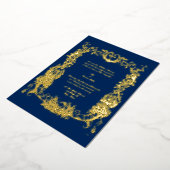 Barokische Rococo-grens met hart Folie Uitnodiging (Gedraaid)