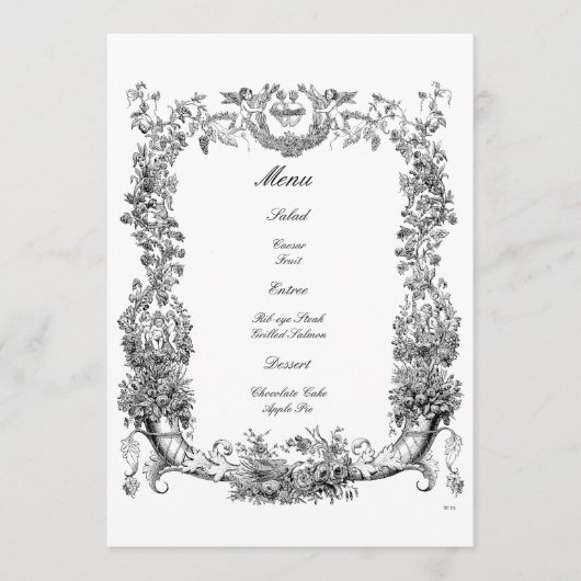 Barokische Rococo-grens met hart Menu (Voorkant)