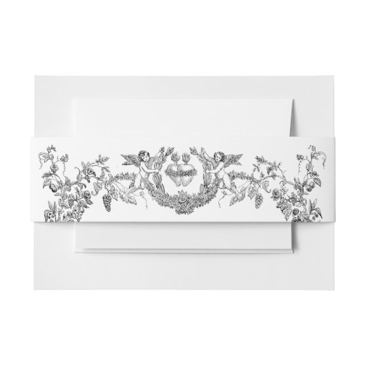  Barokische Rococo-grens met hart Uitnodigingen Wikkel (Voorkant Voorbeeld)