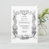  Barokische Rococo-grens met harten RSVP Kaart (Staand voorkant)