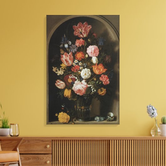  barokje, bloeiend stuk van Bosschaert, ouder Canvas Afdruk (Insitu (Woonkamer))