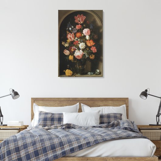  barokje, bloeiend stuk van Bosschaert, ouder Canvas Afdruk (Insitu (Slaapkamer))