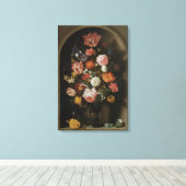  barokje, bloeiend stuk van Bosschaert, ouder Canvas Afdruk (Insitu (Houten vloer))