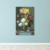 barokje, Bouquet van Bloemen in Glass Vase Canvas Afdruk (Insitu (Houten vloer))