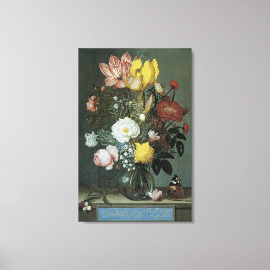 barokje, Bouquet van Bloemen in Glass Vase Canvas Afdruk (Voorkant)