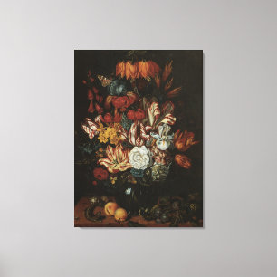  barokje, floral, nog steeds in bloei canvas afdruk
