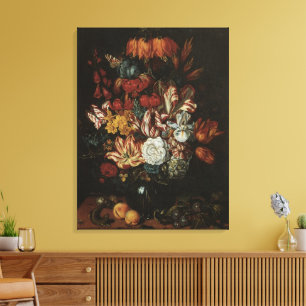 barokje, floral, nog steeds in bloei canvas afdruk