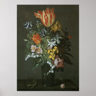 barokje, floral, nog steeds in bloei poster