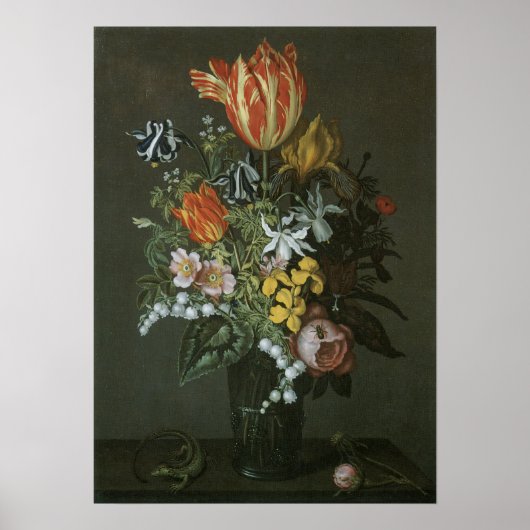  barokje, floral, nog steeds in bloei poster (Voorkant)