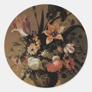  barokje, floral, nog steeds in bloei ronde sticker