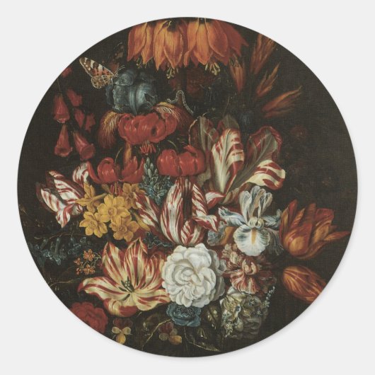  barokje, floral, nog steeds in bloei ronde sticker (Voorkant)