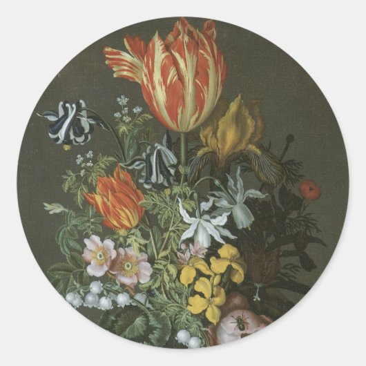  barokje, floral, nog steeds in bloei ronde sticker (Voorkant)