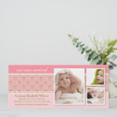 Barokke 3-Fotoaankondiging (roze) Aankondiging (Staand voorkant)