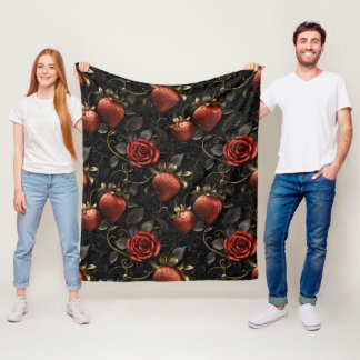 Barokke aardbeien en Rozen naadloos patroon Fleece Deken