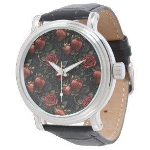 Barokke aardbeien en Rozen naadloos patroon Horloge