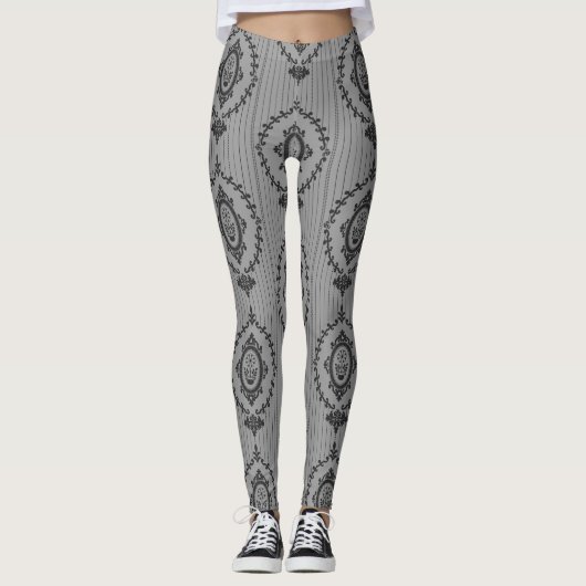 Barokke behangselpapier in grijs leggings (Voorkant)