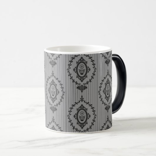 Barokke behangselpapier in grijs magische mok (Voorkant rechts)