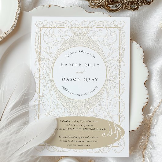  barokke beige bruiloft  bloeit kaart