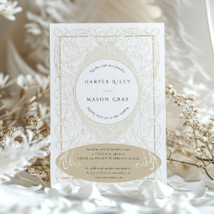 barokke beige bruiloft bloeit kaart