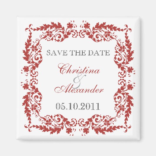 Barokke blad Lijst Save the Date Magnet (Voorkant)