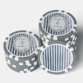 Barokke blauw-grijze Waterverf streep Poker Chips (Opstapeling)