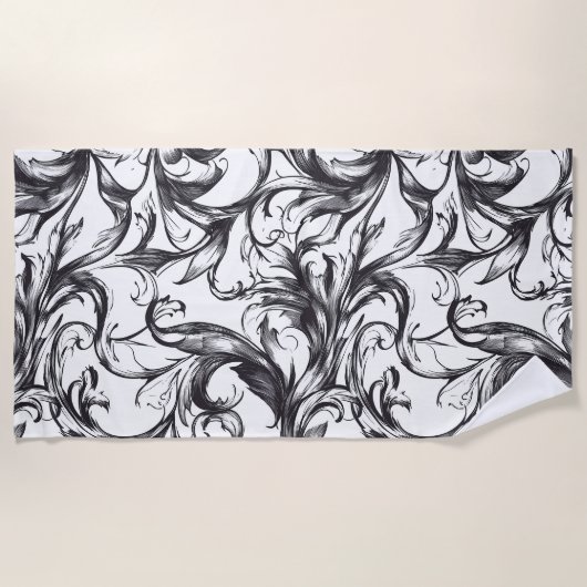Barokke Bloeiende Strandhanddoek Strandlaken (Voorkant)