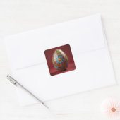 Barokke Bloem Paasei Vierkante Sticker (Envelop)