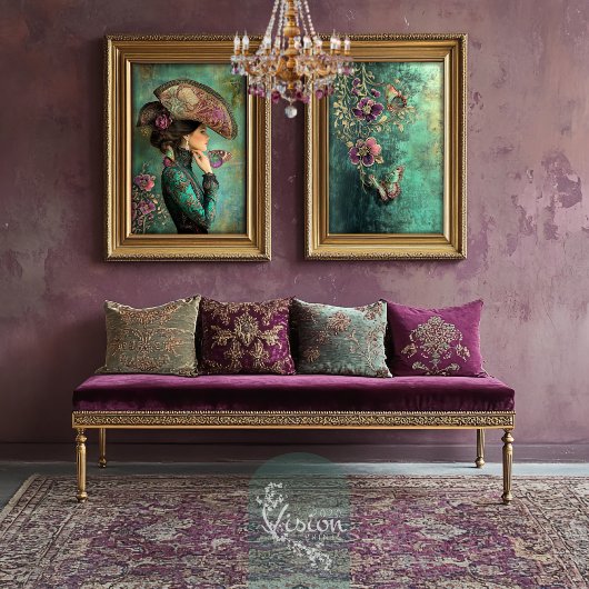 Barokke Bloemen, Fantasy Vlinders Blauwgroen Patin Tissuepapier