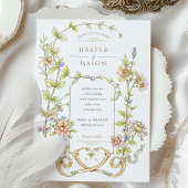 Barokke Bloemen Huwelijksuitnodiging Kaart