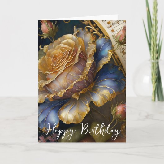 Barokke bloemen verjaardag kaart (Voorkant)