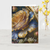 Barokke bloemen verjaardag kaart (Gele Bloem)