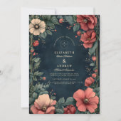 Barokke bloemengotische bruiloft kaart (Voorkant)