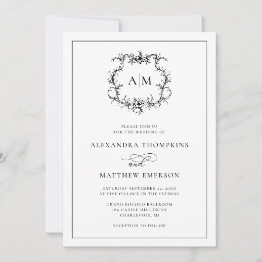 Barokke Bloemenkam Victoriaans bruiloft Kaart (Voorkant)