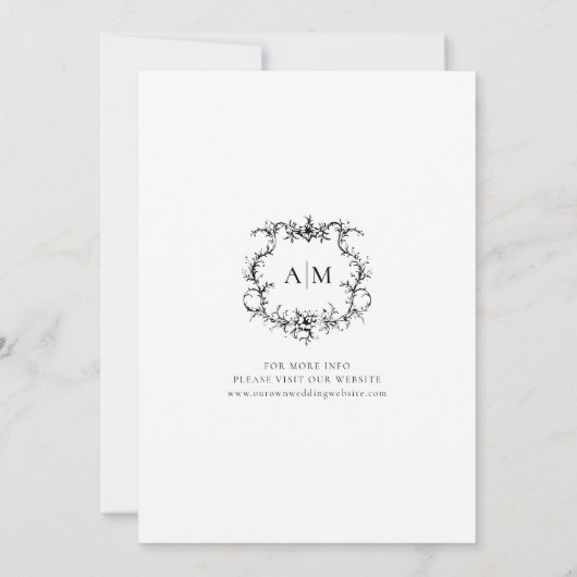  Barokke Bloemenkam Victoriaans bruiloft Kaart (Achterkant)