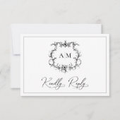  Barokke Bloemenkam Victoriaans bruiloft RSVP Kaartje (Voorkant)