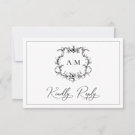 Barokke Bloemenkam Victoriaans bruiloft RSVP Kaartje (Voorkant)