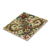 Barokke Bloemenpatroon met Goud, Rood, Groen A Tegeltje (Zijkant)