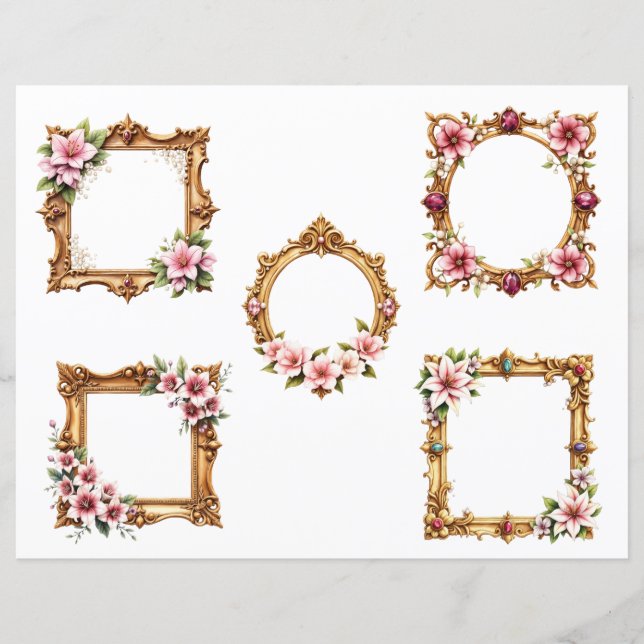 Barokke Bloemrijke Frame Uitknipsels voor Scrapboo (Voorkant)