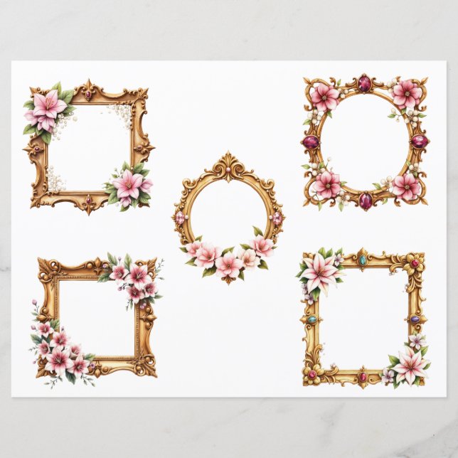 Barokke bloemrijke frame-uitsneden voor scrapbooki (Voorkant)