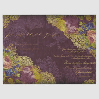 Barokke Bourgogne Blooms & Gold Splatter Decoupage Tissuepapier