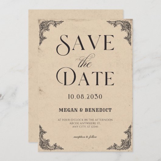 barokke bruiloft save the date (Voorkant / Achterkant)