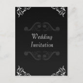 Barokke bruiloft uitnodigen zwart en wit uitnodiging briefkaart (Voorkant)